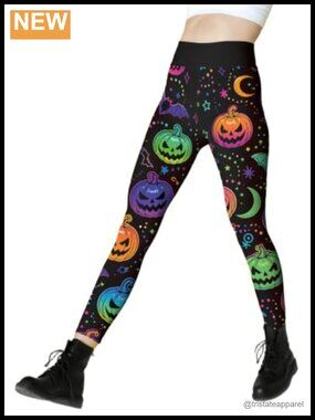 Women's Soft Brushed High Waist Halloween Christmas Leggings Stretch